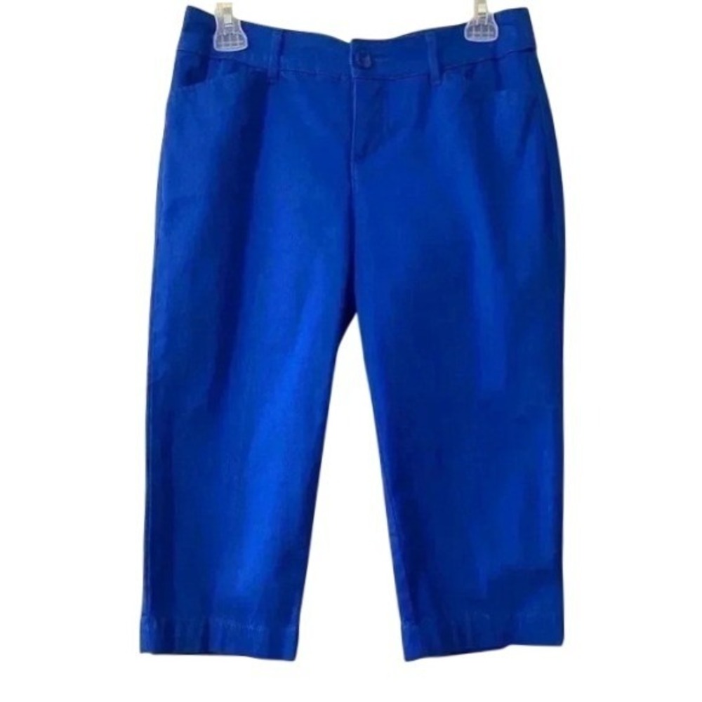 St Johns Bay Womens Royal Blue Capri‎ Pants Petite 4P Cropped Trousers